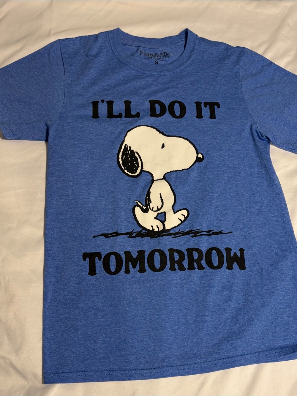 Peanuts Snoopy 'I'll Do It Tomorrow' Kids T‑Shirt - Blue